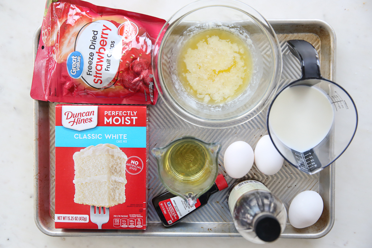 baking ingredients on a cookie sheet